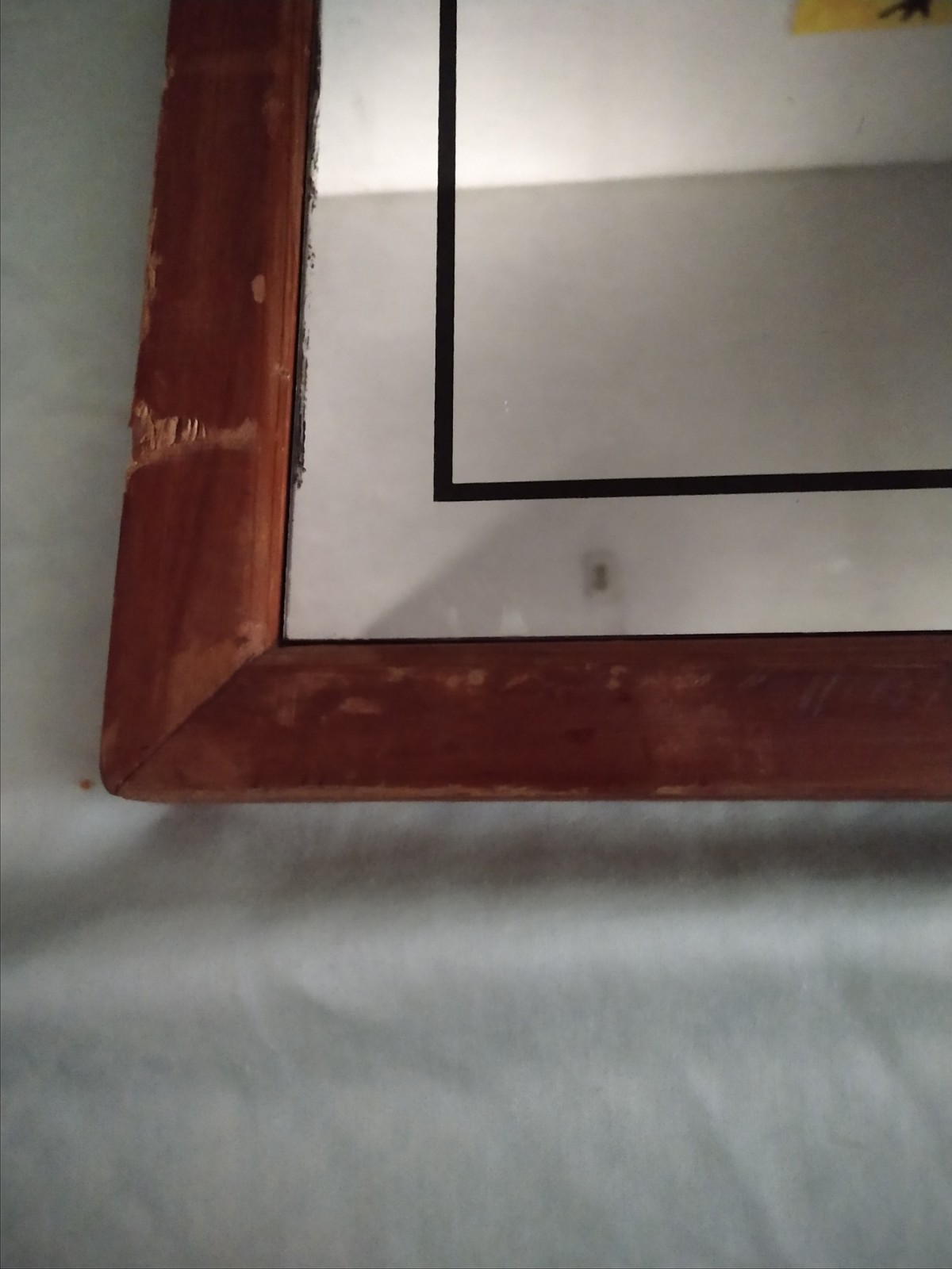 Vintage Yosemite Vernal Falls Reverse Print Mirror Glass Wood Back/Frame 26″x38″