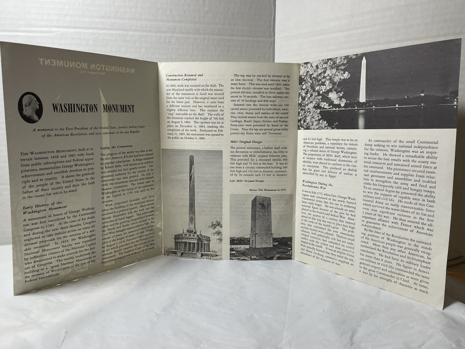 1968 Washington Monument brochure History Dept of Interior Nat’l Park Service