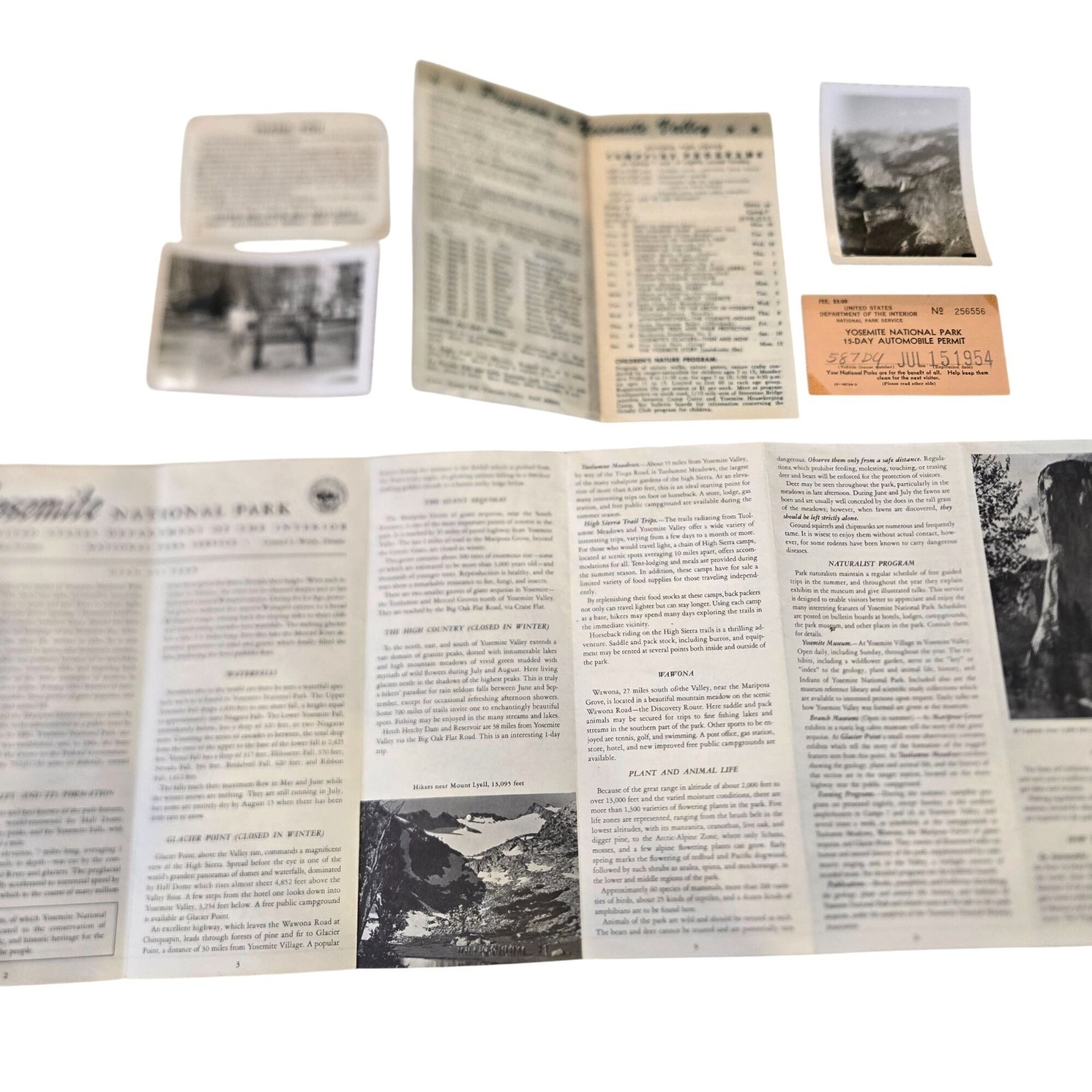Yosemite National Park 1954 Naturalist Program Brochure Pictures Ephemera Lot