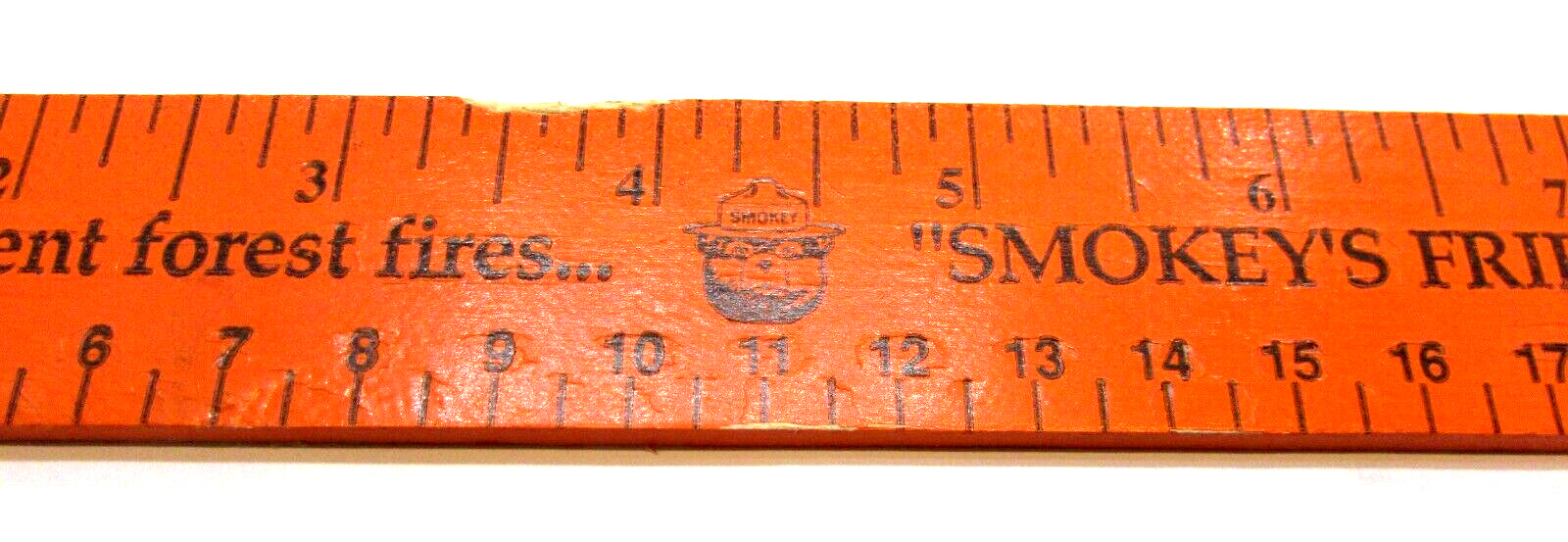 Vintage 1970’s Smokey The Bear Prevent Forest Fires Old Orange Wood School Ruler