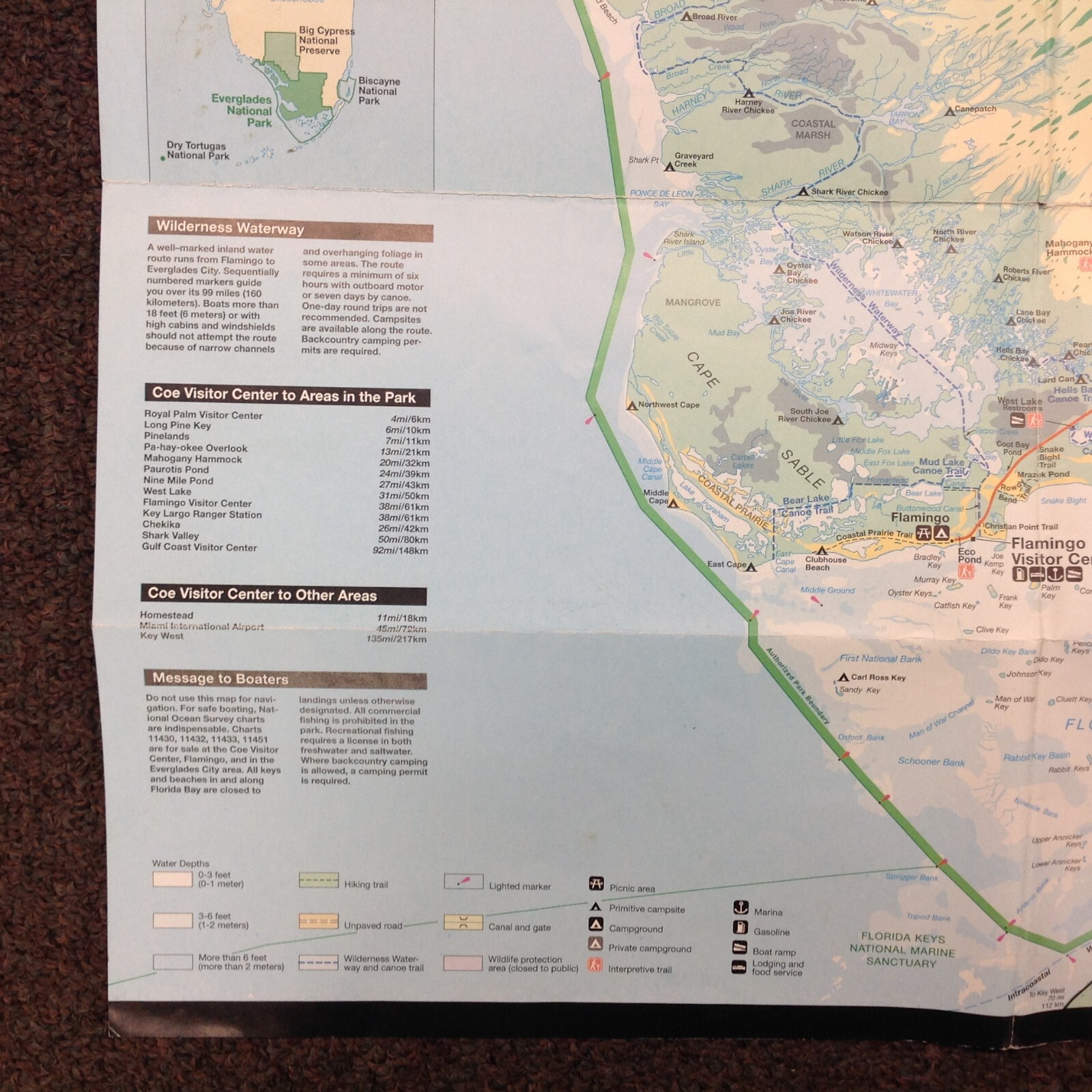 Vtg 1997 US Dep’t Int Everglades National Park Services Official Map and Guide