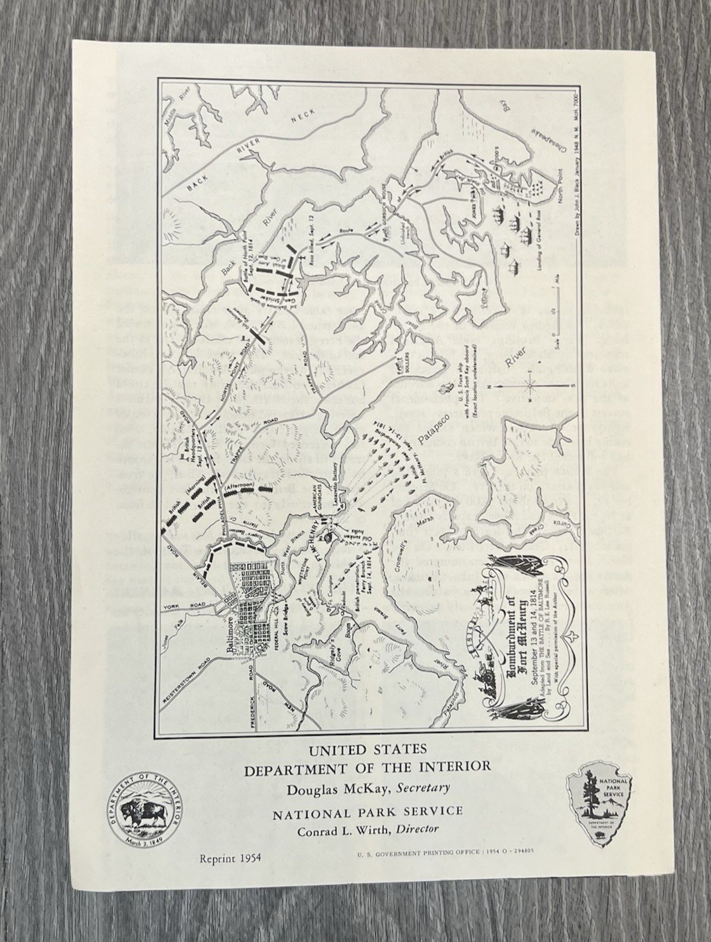 Vintage 1954 Fort McHenry National Monument Maryland Shrine Brochure Pamphlet
