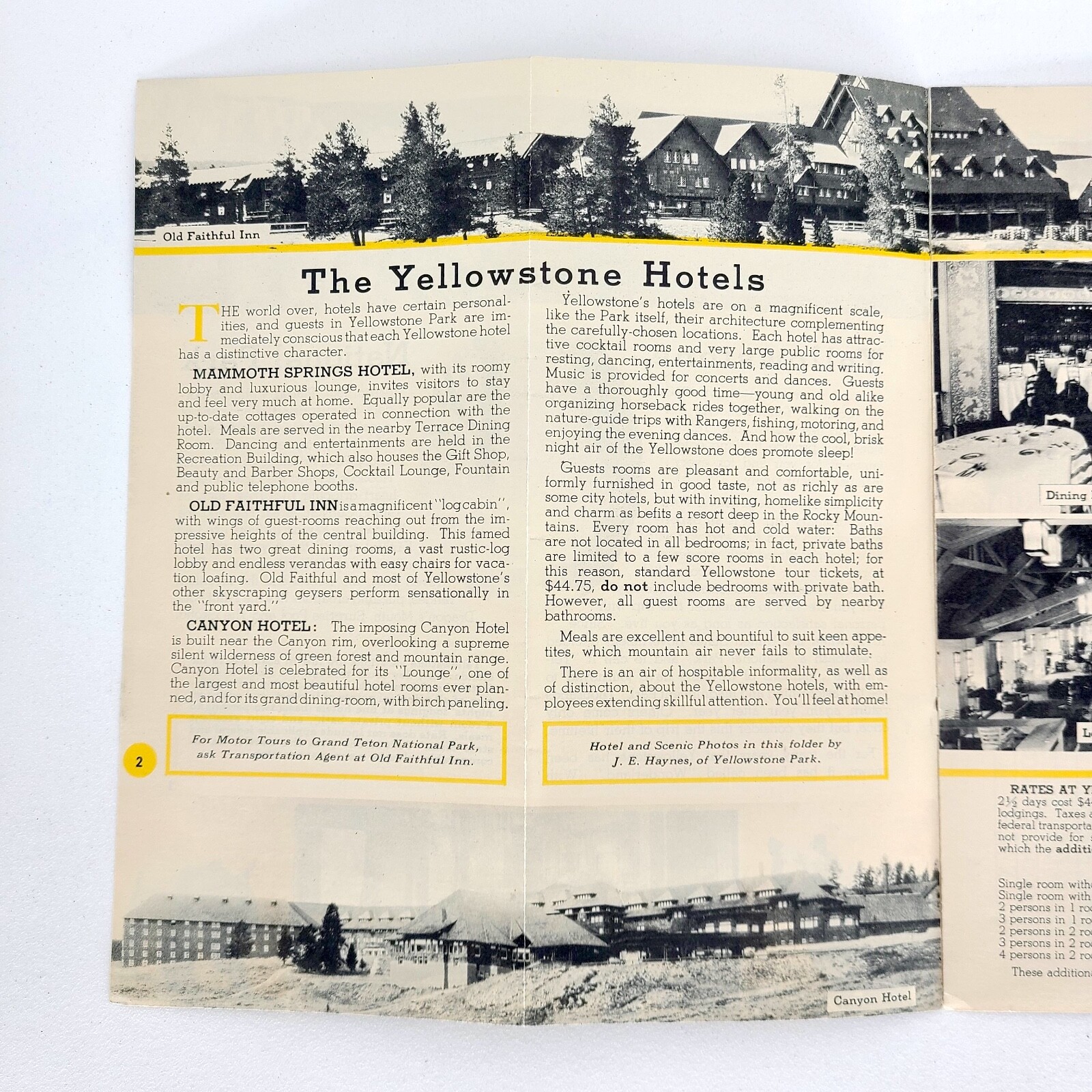 1948 Yellowstone National Park Travel Brochure Wyoming Hotels Old Faithful WY
