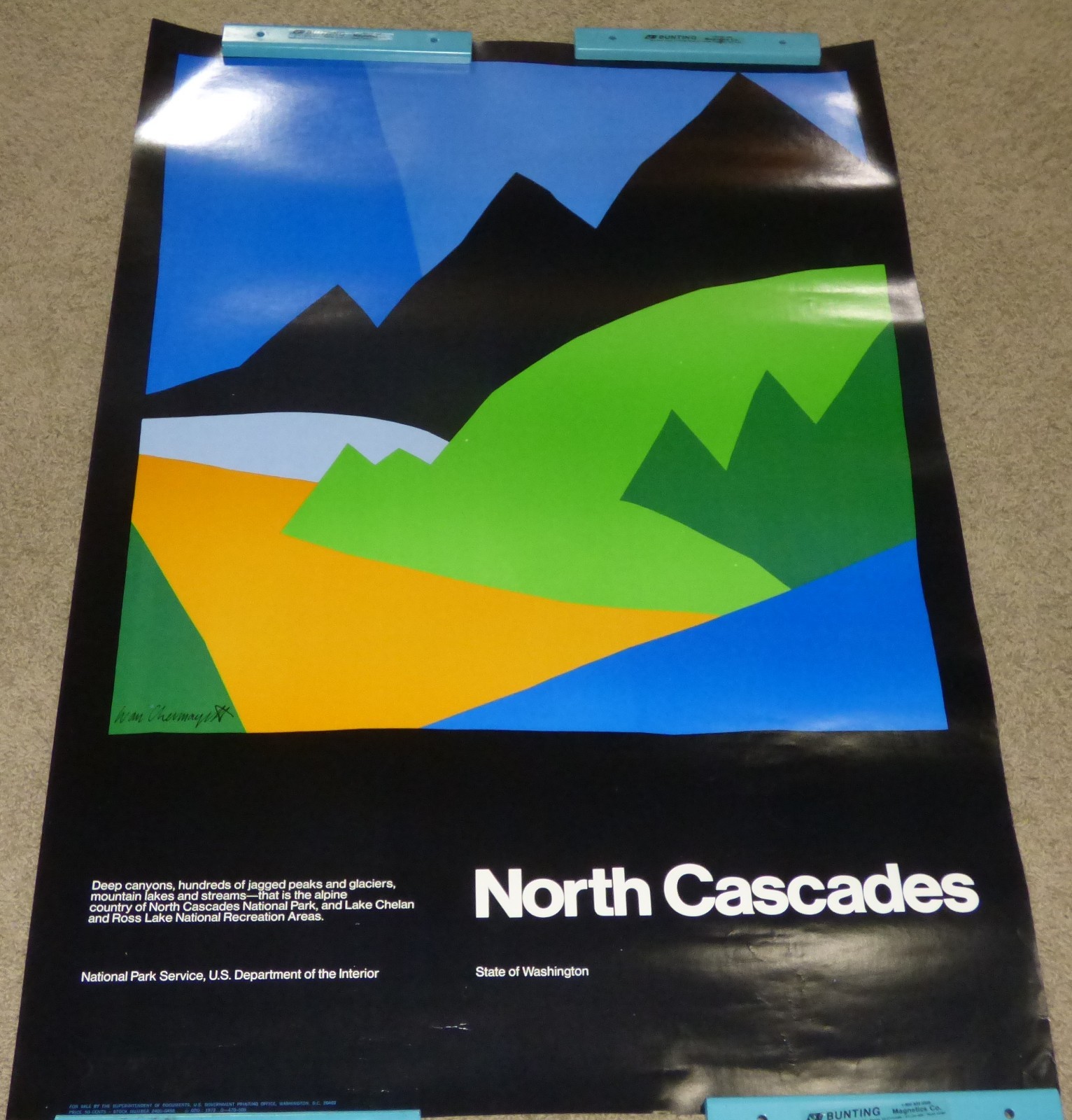 Vtg 1972 Ivan Chermayeff North Cascades National Park Washington State Poster