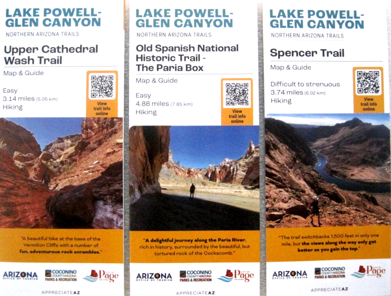 Glen Canyon National Recreation Area 3 Different Trail Maps Lot B