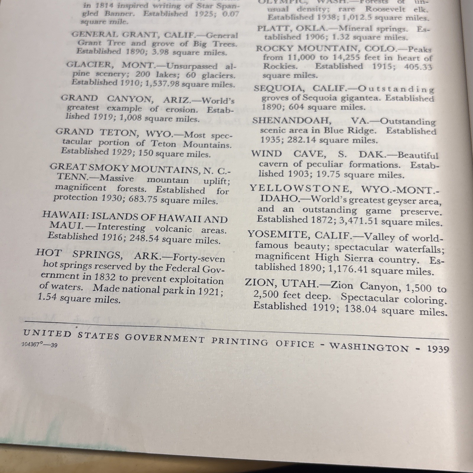 1939 Acadia National Park Maine National Park Service Guide Brochure History
