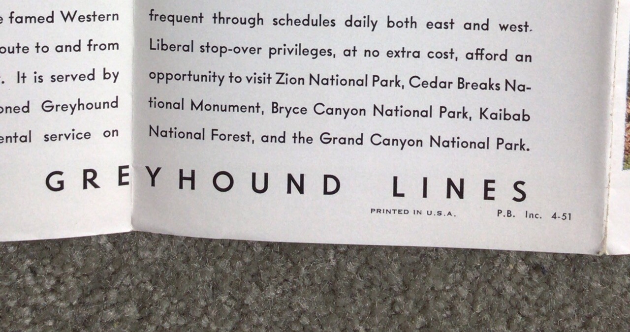 1951 Travel Tourist Brochure Zion Bryce Grand Canyon National Parks With Map