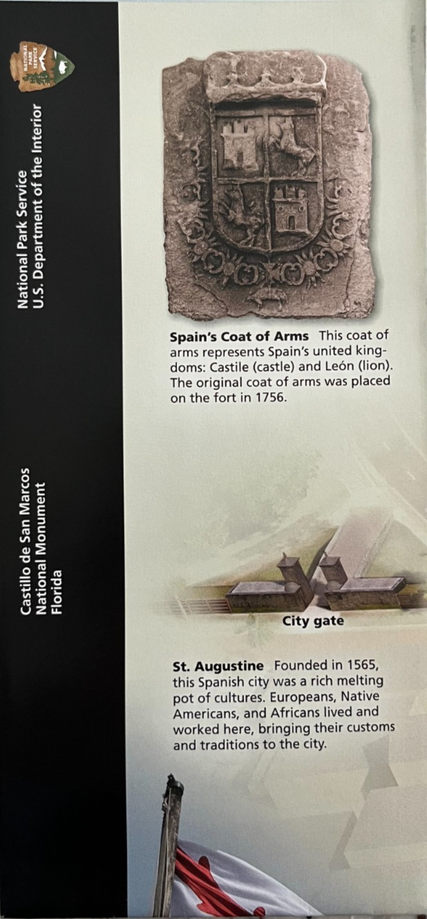 CASTILLO de SAN MARCOS NM NATIONAL PARK SERVICE UNIGRID BROCHURE/MAP GPO 2024