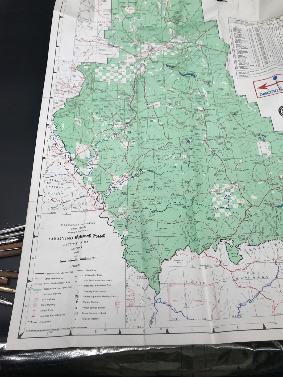 VTG 1968 Coconino National Forest Arizona Map US Dept of Agriculture