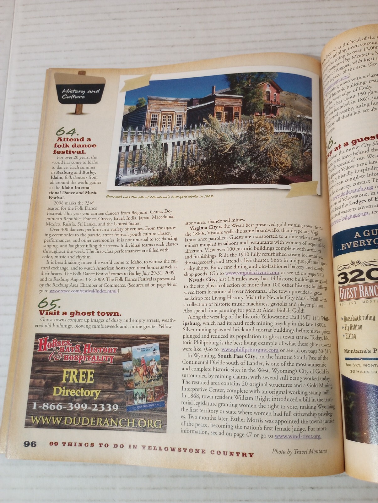 99 Things To Do In Yellowstone Country 2009 Booklet Travel Brochure