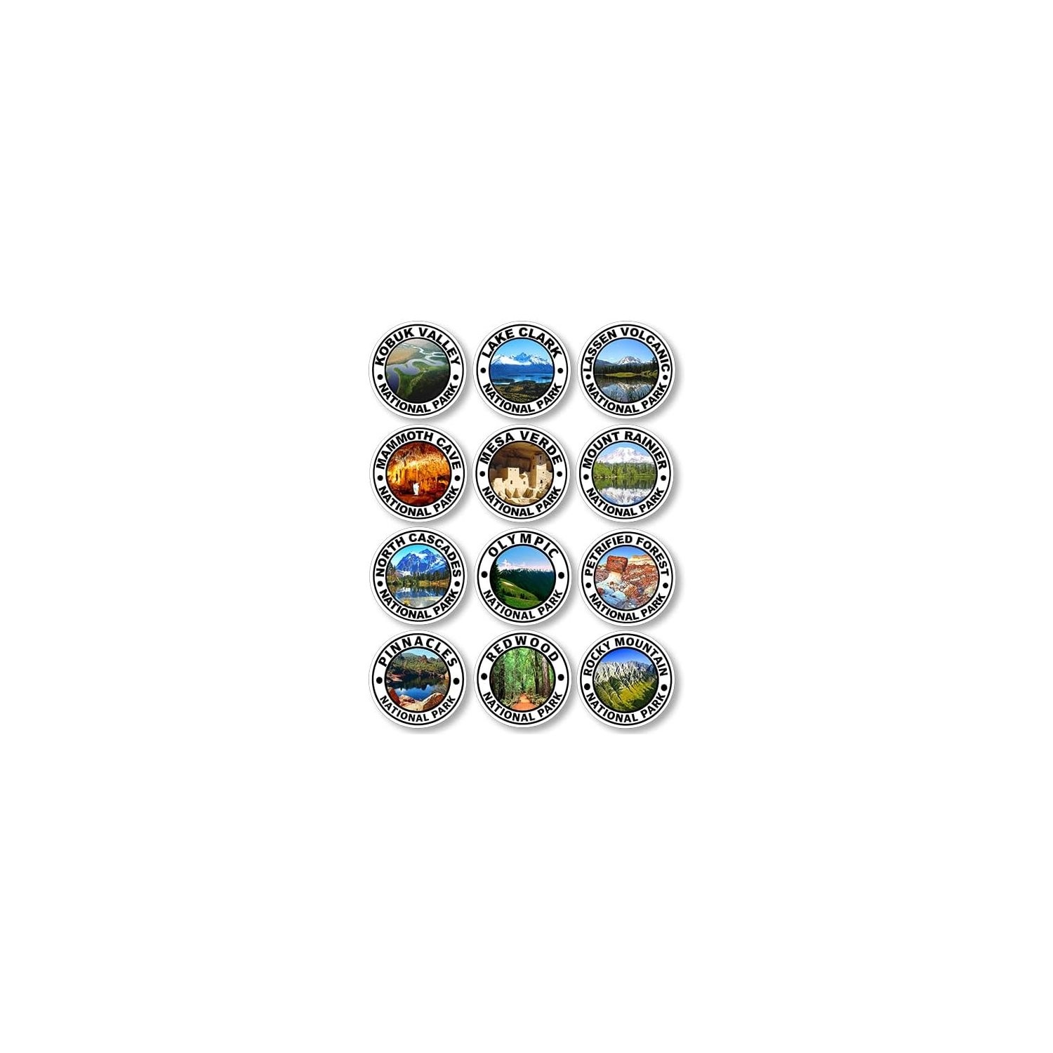 Vinyl National Park Decals 63 Count Round Stickers for Travel and Scrapbook