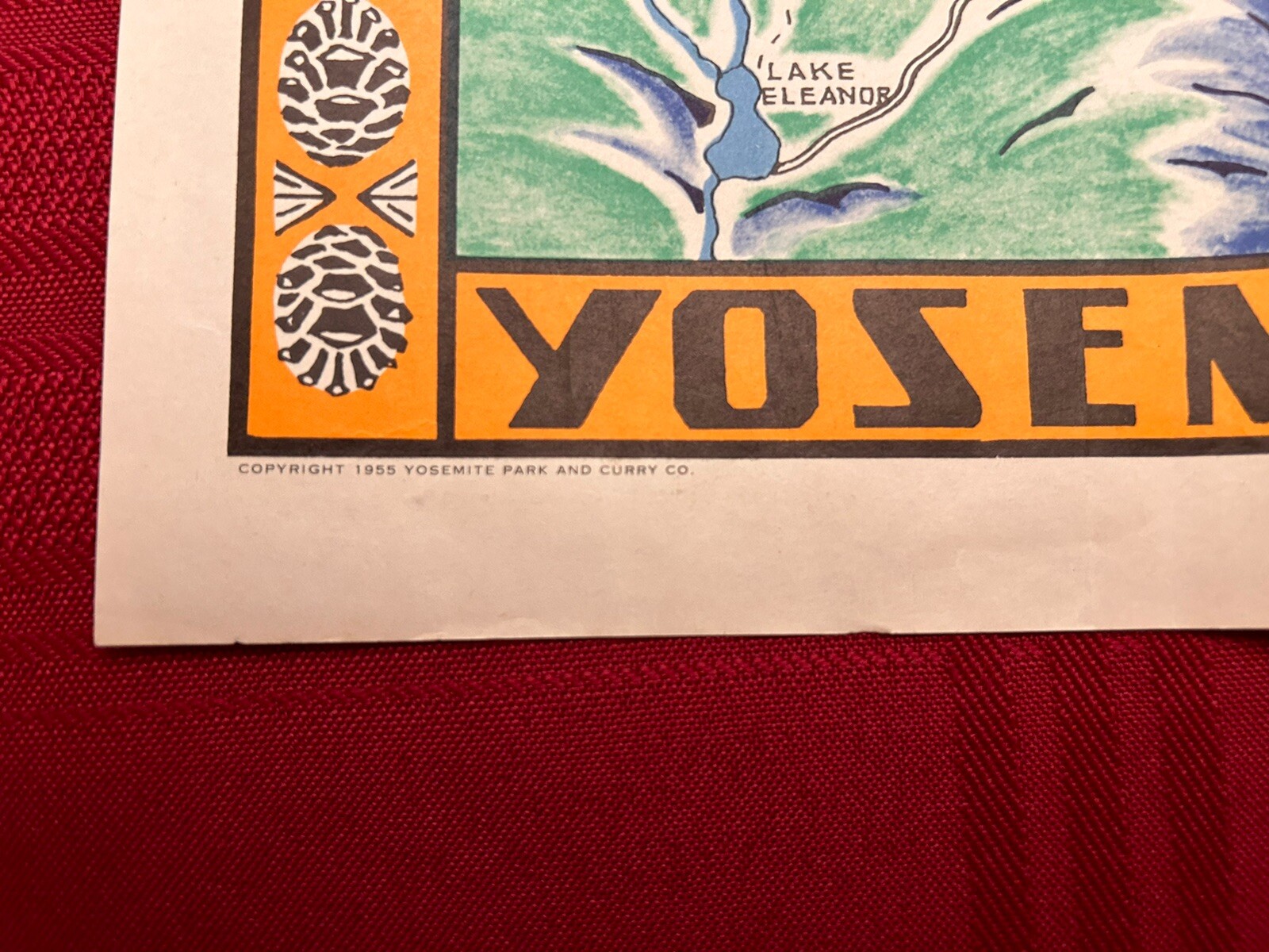 1955 Original Della Hoss Yosemite National Park California Lithograph Map HTF