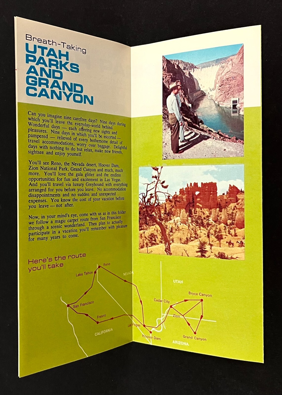 1971 Utah Parks Grand Canyon Escorted Greyhound Tours Vintage Travel Brochure