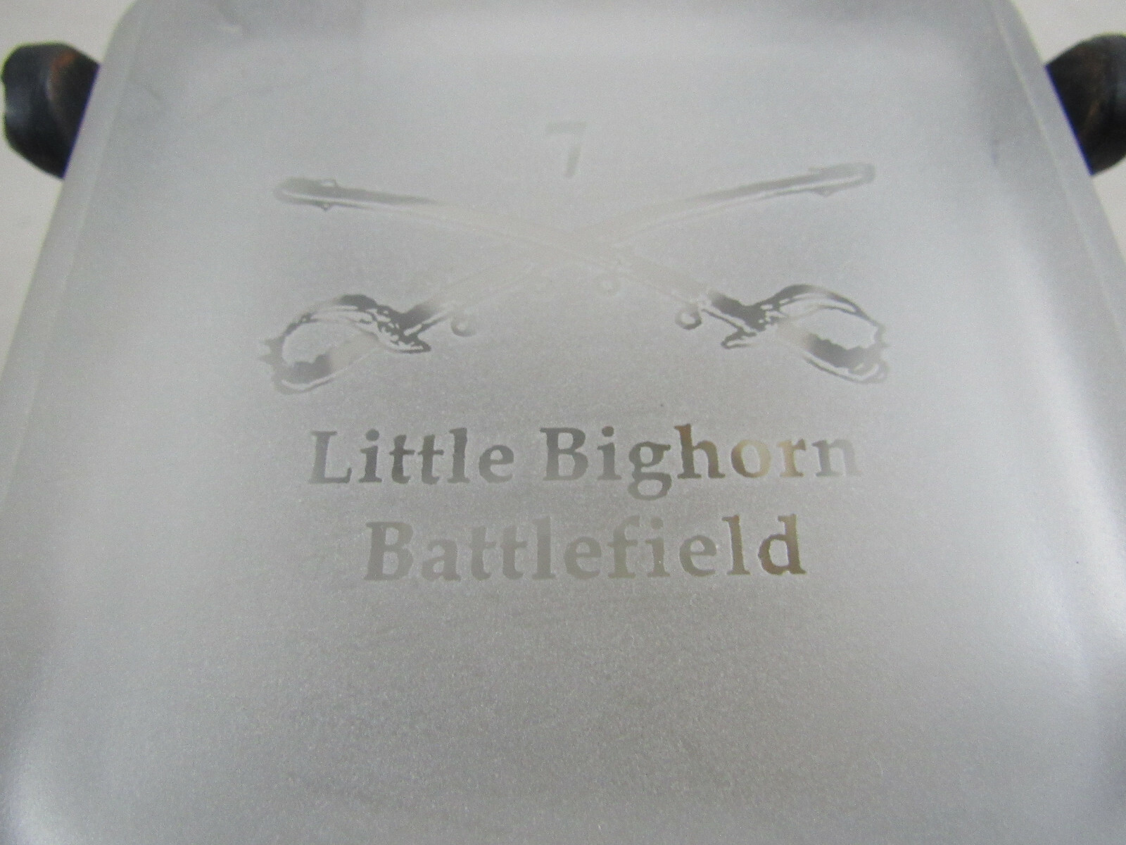 Little Big Horn Battlefield Montana Frosted Glass Seal Jar & Horse Shoe Holder