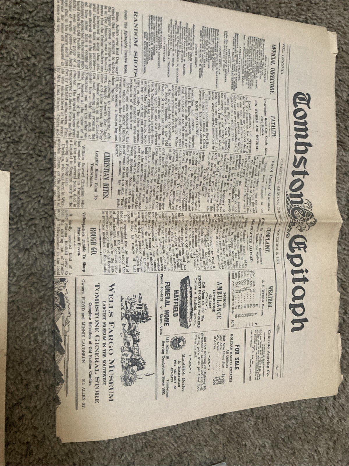 HistoricVTG Lot3 TOMBSTONE EPITAPH 1967/breweryGazette/Shiloh Nat. Park Book1961