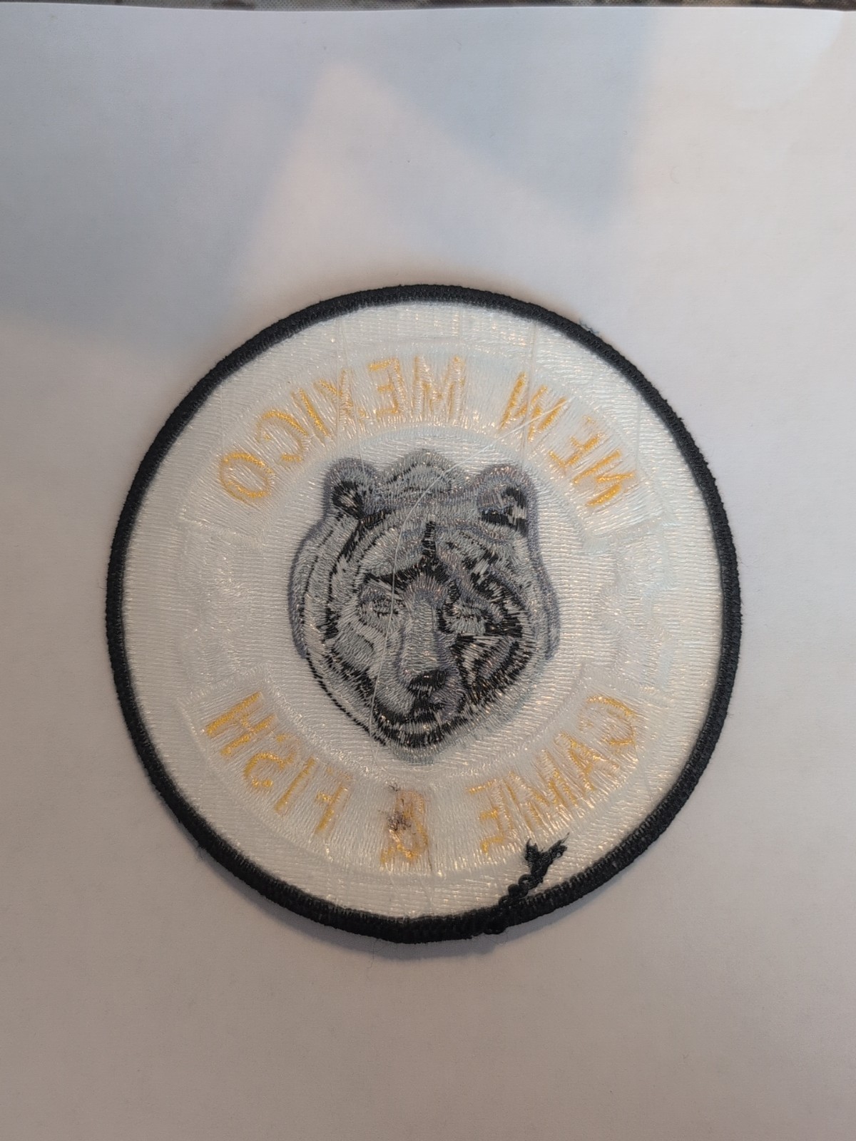 New Mexico Game&Fish Black Silver Bear White Gold Embroidered Patch