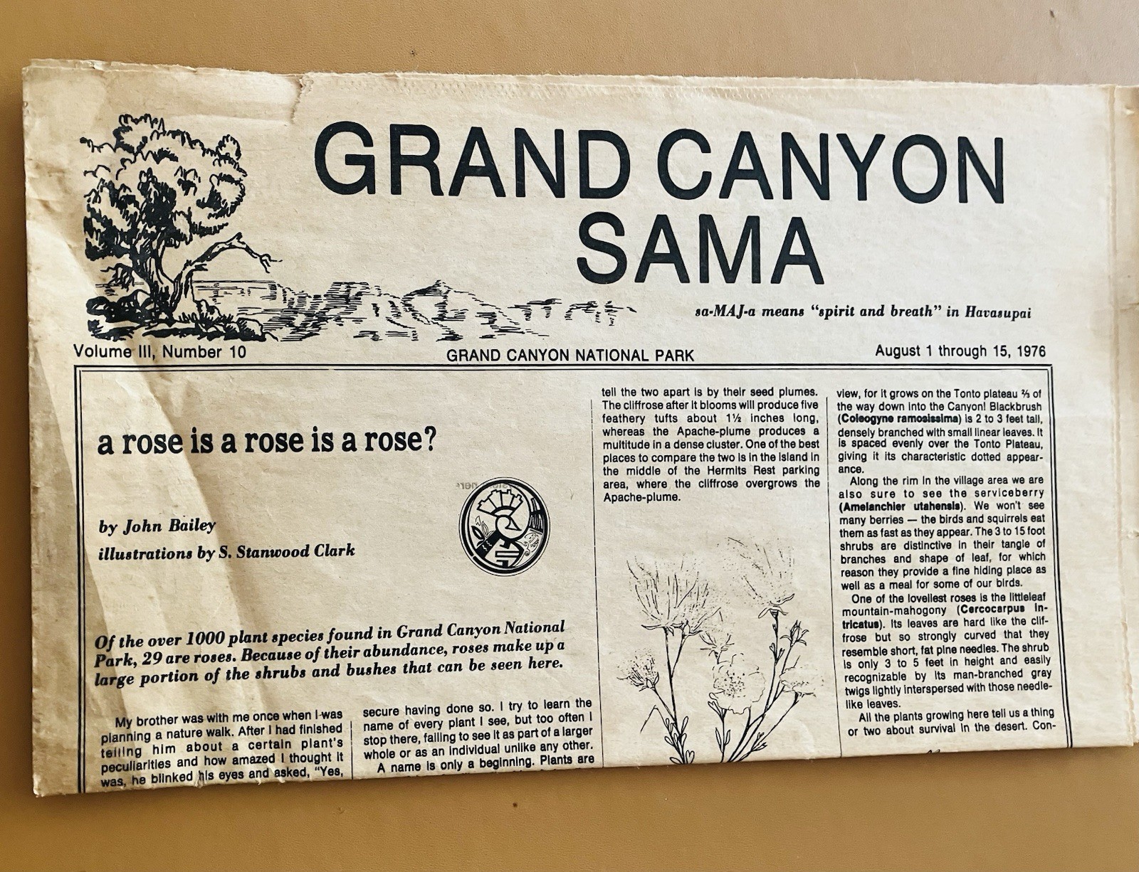 1976 Grand Canyon Sama Newspaper Grand Canyon National Park