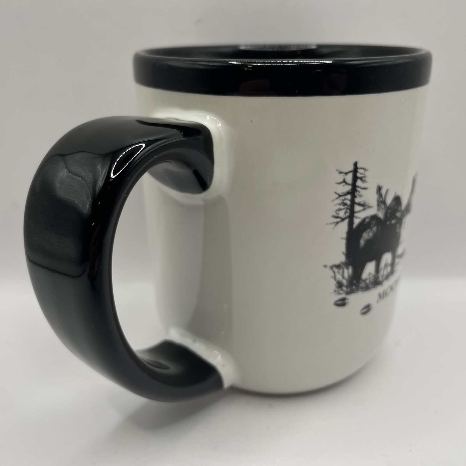 Yellowstone National Park Black & White Coffee Mug Cup with Moose Design EUC