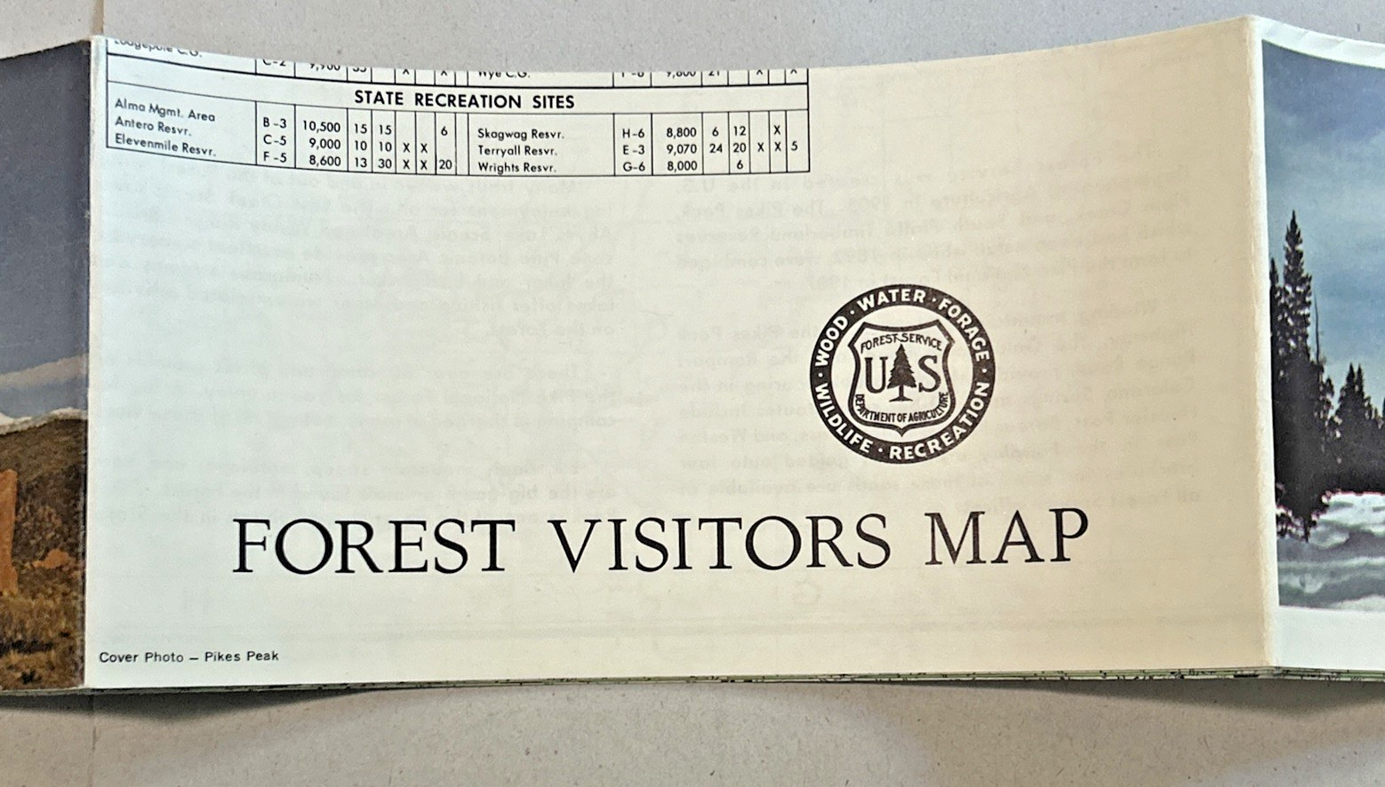Pike National Forest Map ~ 1970 ~ U.S. Forest Service/Dept of Agriculture