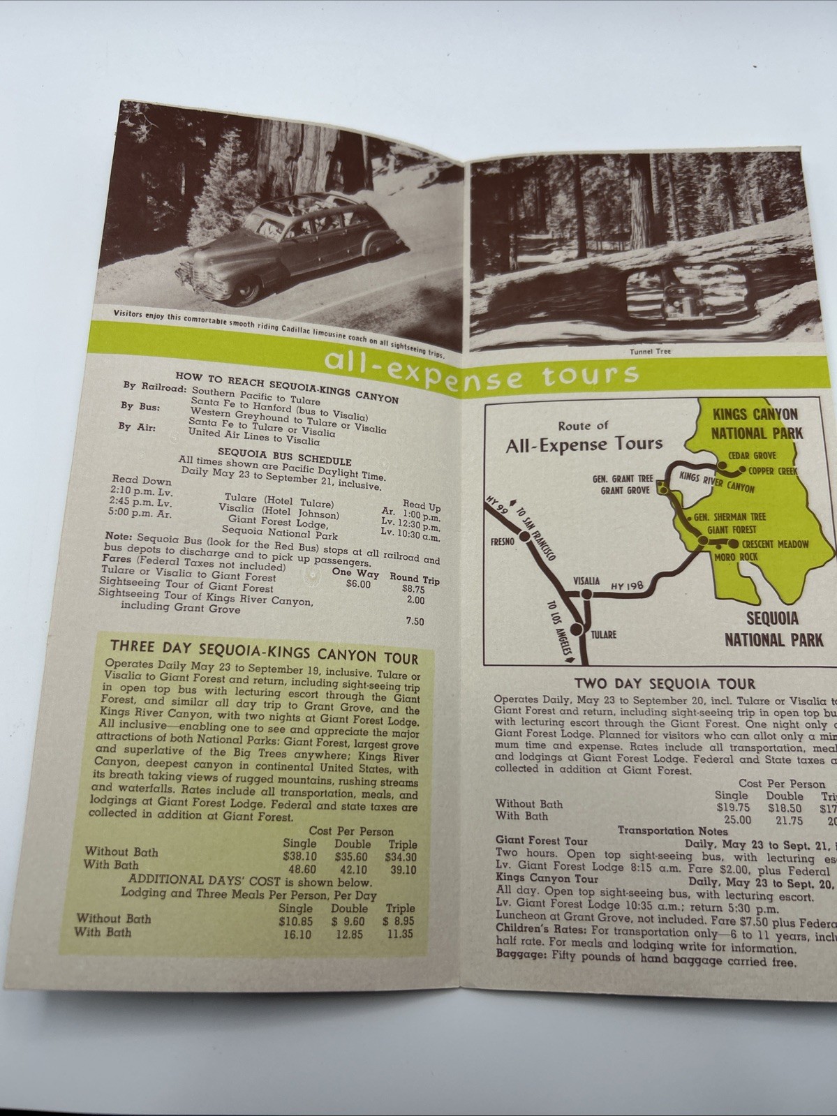 1959 Sequoia & Kings Canyon National Park Vintage Travel Brochure California