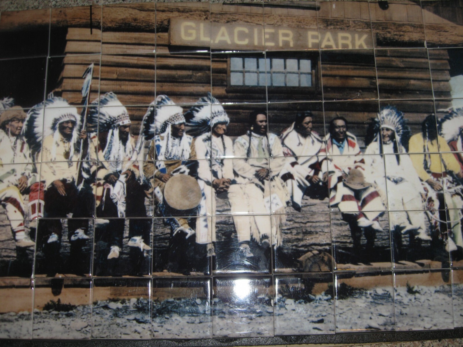 Glacier National Park- Mosaic Vintage Picture Tiles- Native American Indians