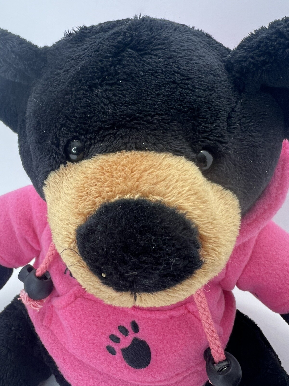 Wishpets Billy Black Bear Plush With Pink Rocky Mountain National Park Hoodie 9”