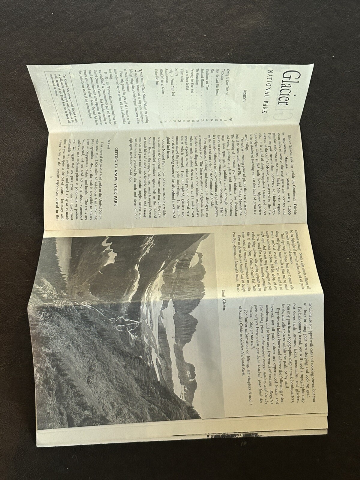 Vtg Tourist Travel Brochure Folded Paper Glacier National Park 1963 Montana 1F07
