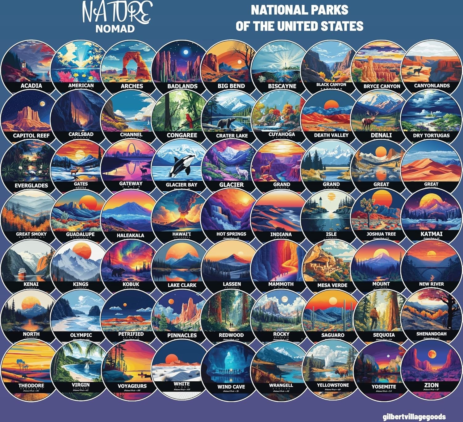 All 63 National Park Water Bottle Stickers – Vinyl, Waterproof & Fade-Resistant