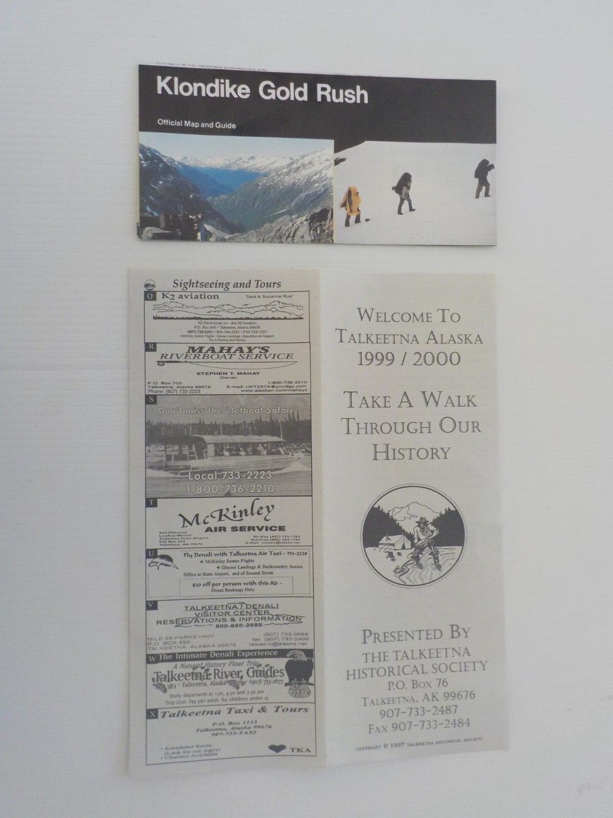 RARE/Two Vintage 1999-2000 Talkeetna, Alaska & Klondike Gold Rush Pamphlets