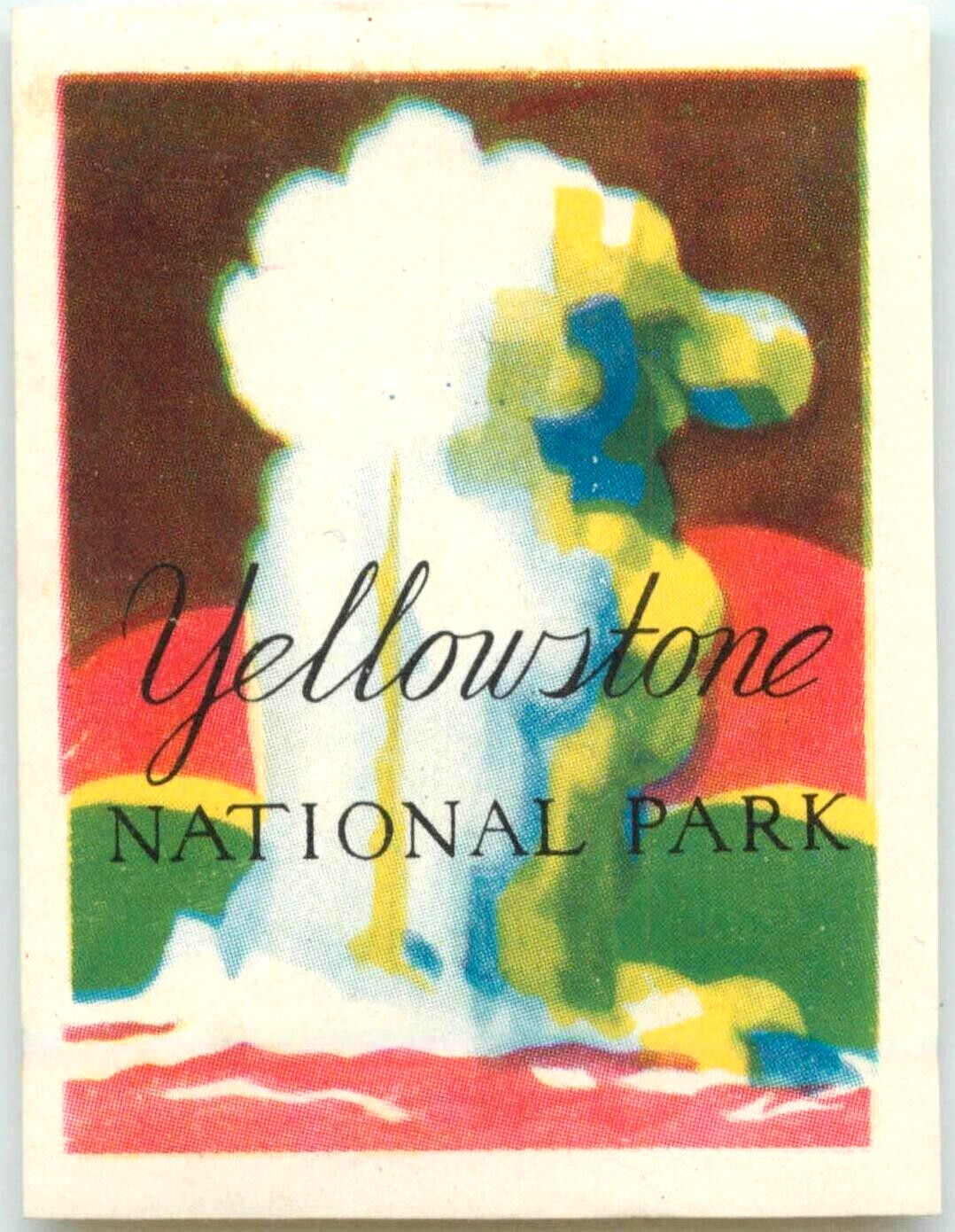 YELLOWSTONE NATIONAL PARK – Beautiful Old Advertising Poster Stamp / Label 1950