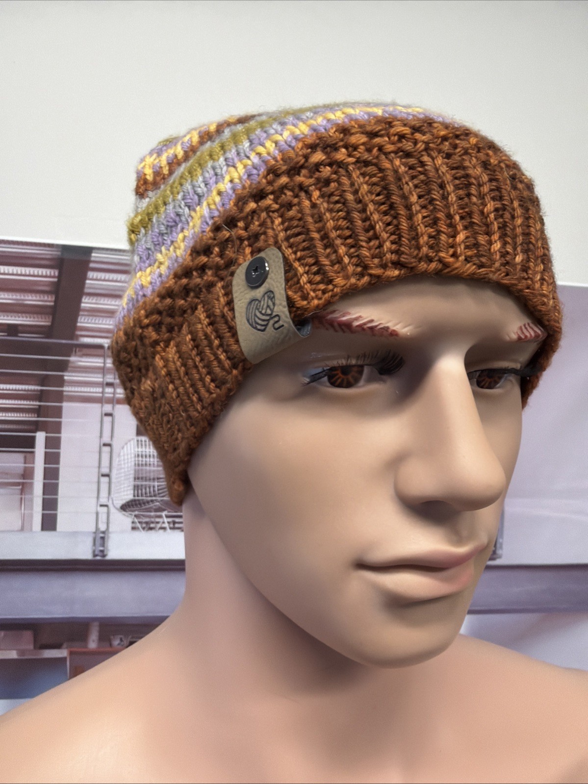 Hand Knit Winder Beanie: Multicolored, Adult medium