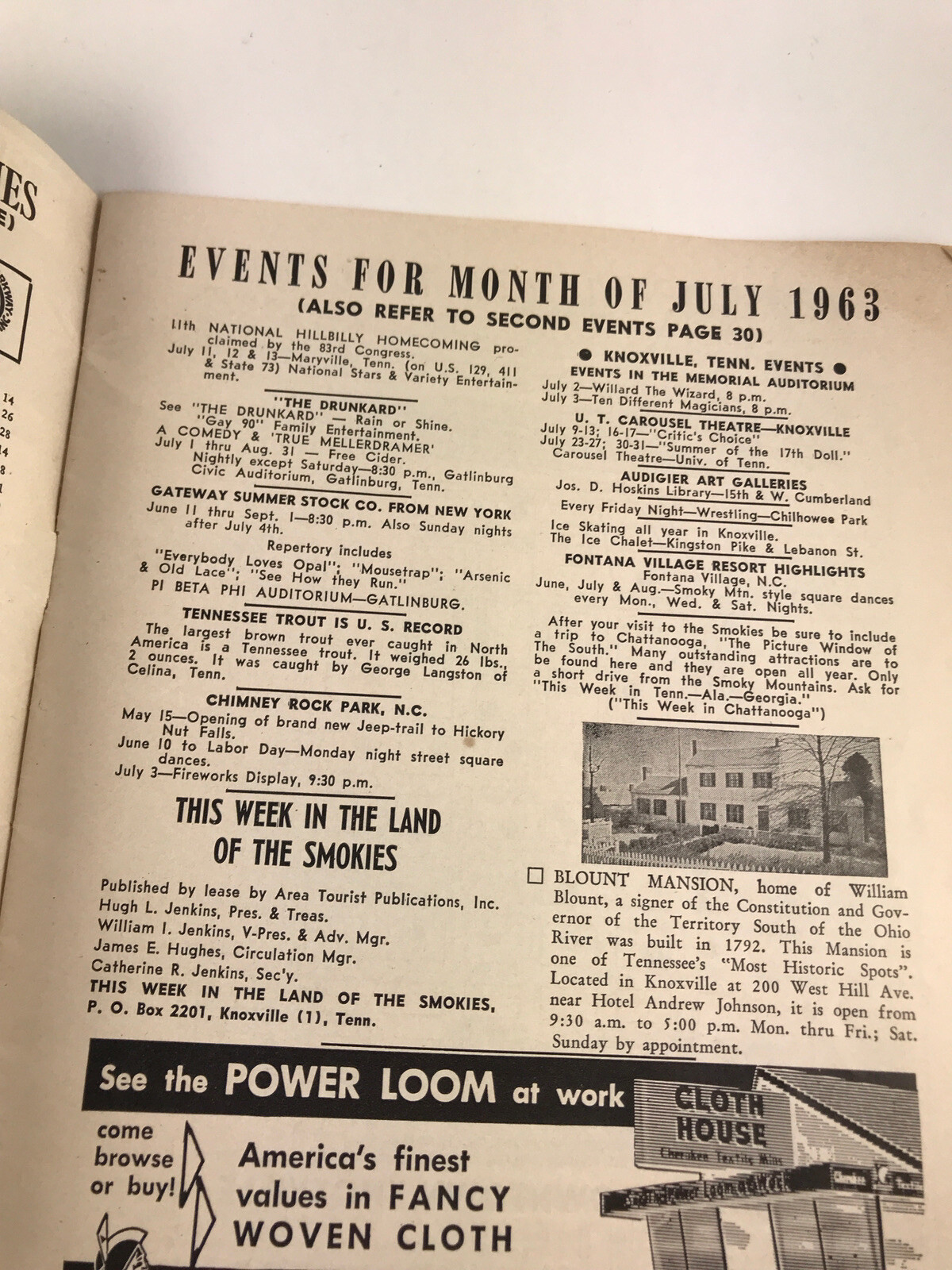 1963 This Week in the Land of the Smokies & The Southern Highlands Booklet