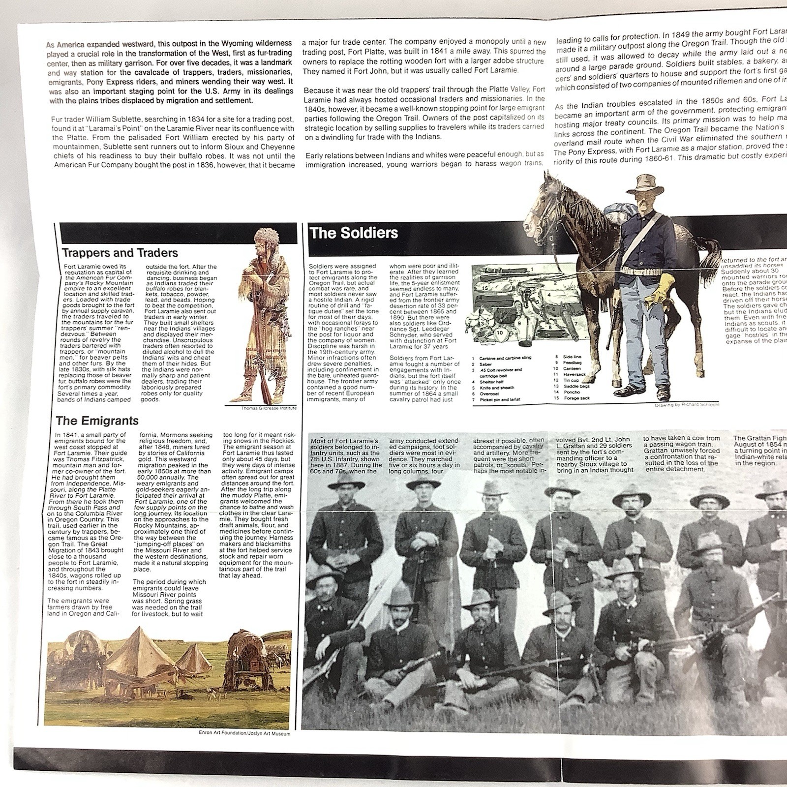 Fort Laramie National Historic Site Map & Tourist Guide 1993 Wyoming US Military