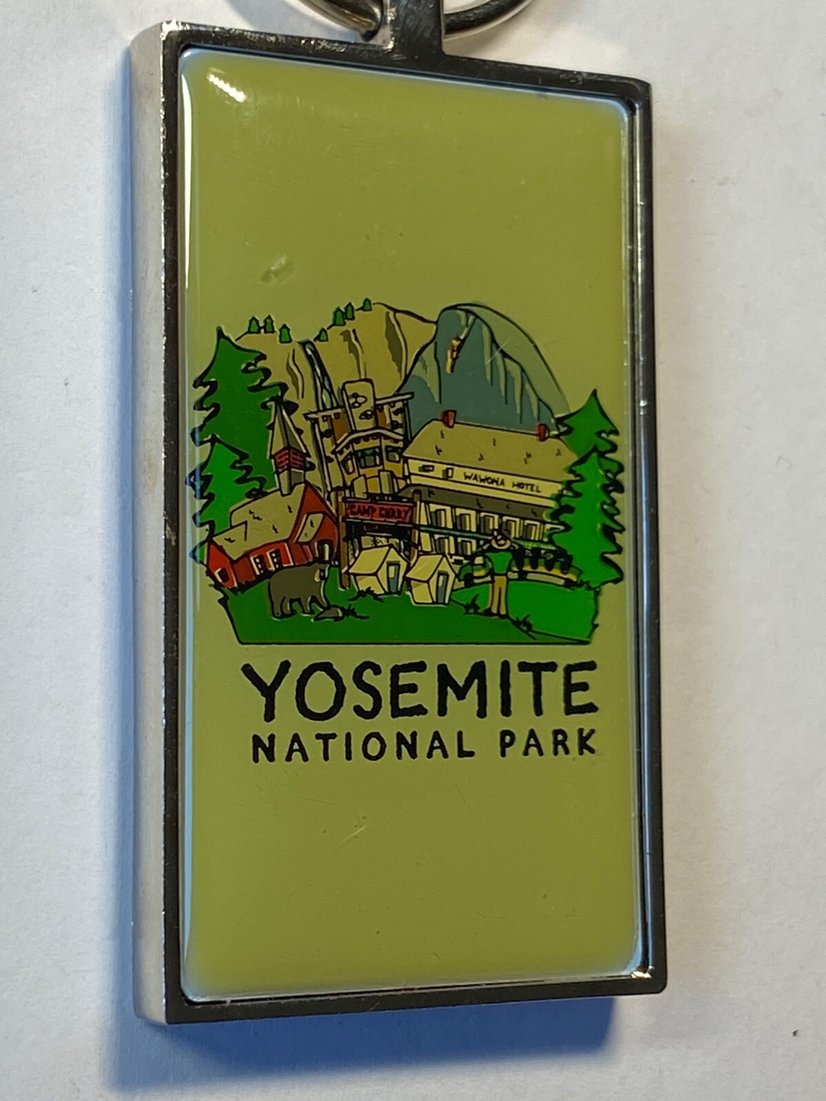 Yosemite National Park Half Dome Wawona Motel Camp Curry 2 Sided Metal Keychain