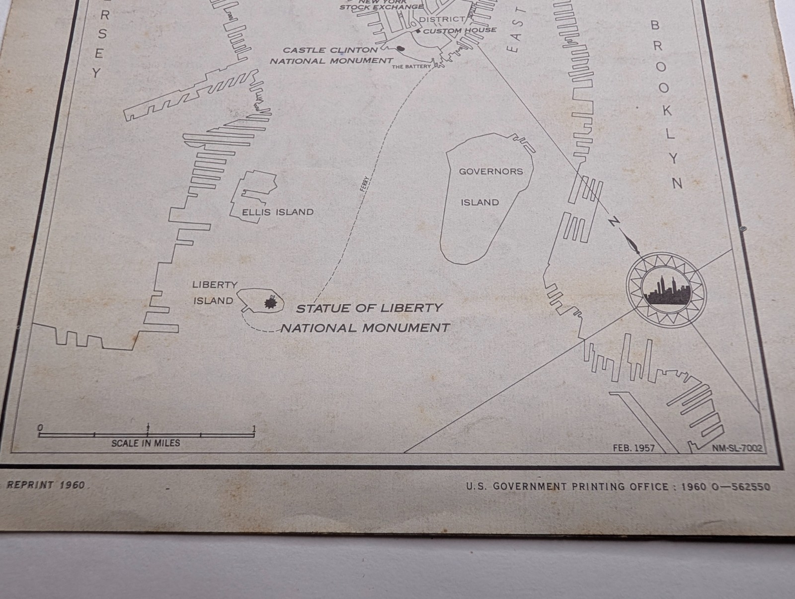 Vtg Statue of Liberty National Monument NPS Brochure Map New York City NYC 1960
