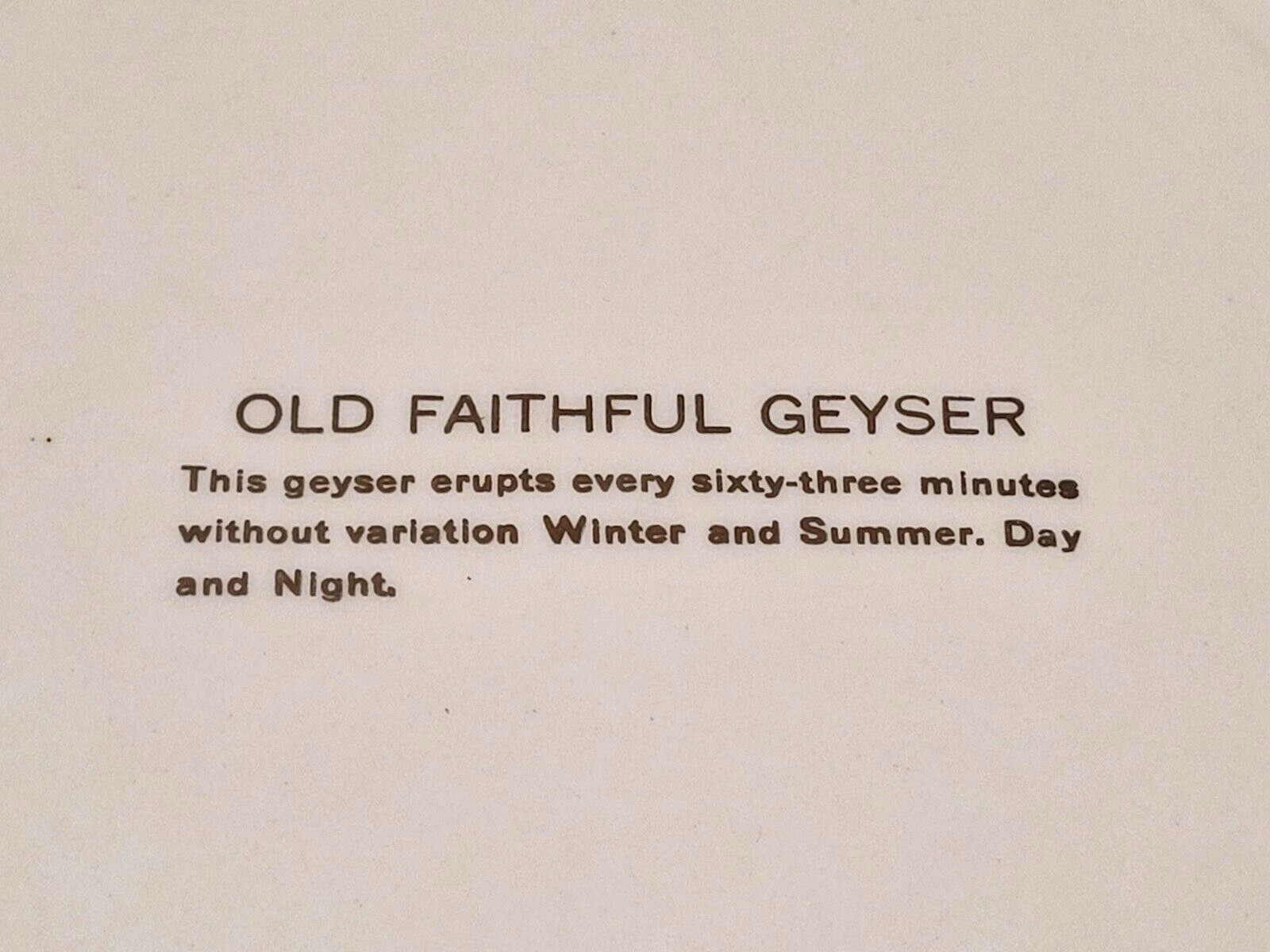 Vintage “Old Faithful” Geyser Yellowstone National Park 10″ Souvenir Plate