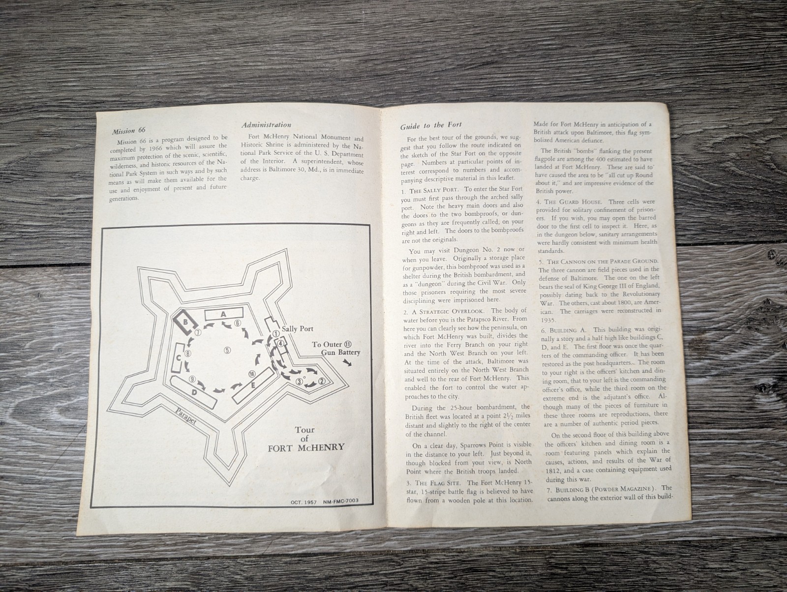 Vintage 1958 Fort McHenry National Monument Brochure Pamphlet Historic Maryland