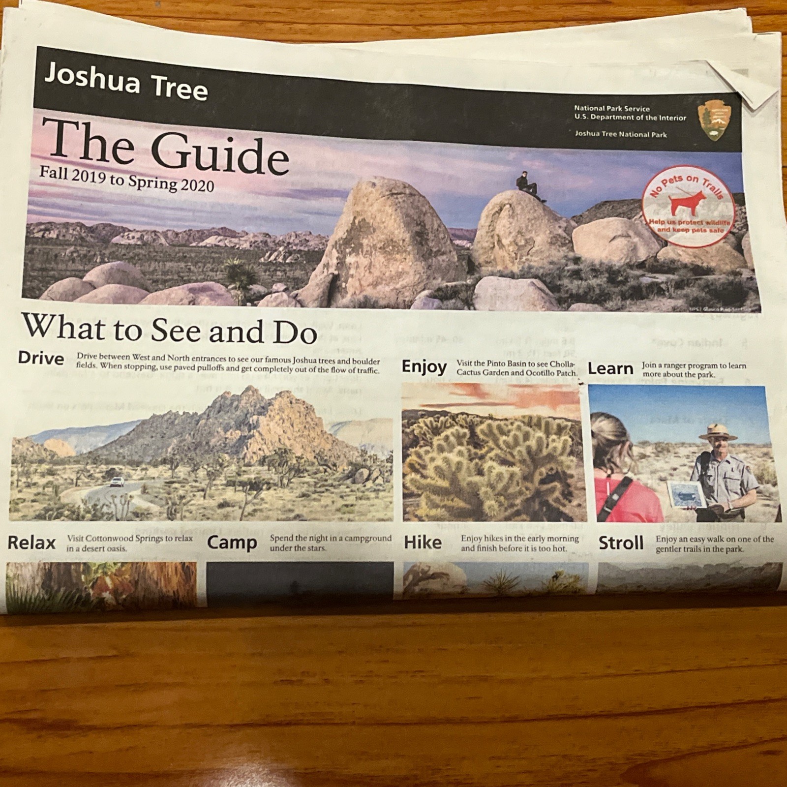 Joshua Tree National Park Map And Guide By NPS 2020 Free Shipping