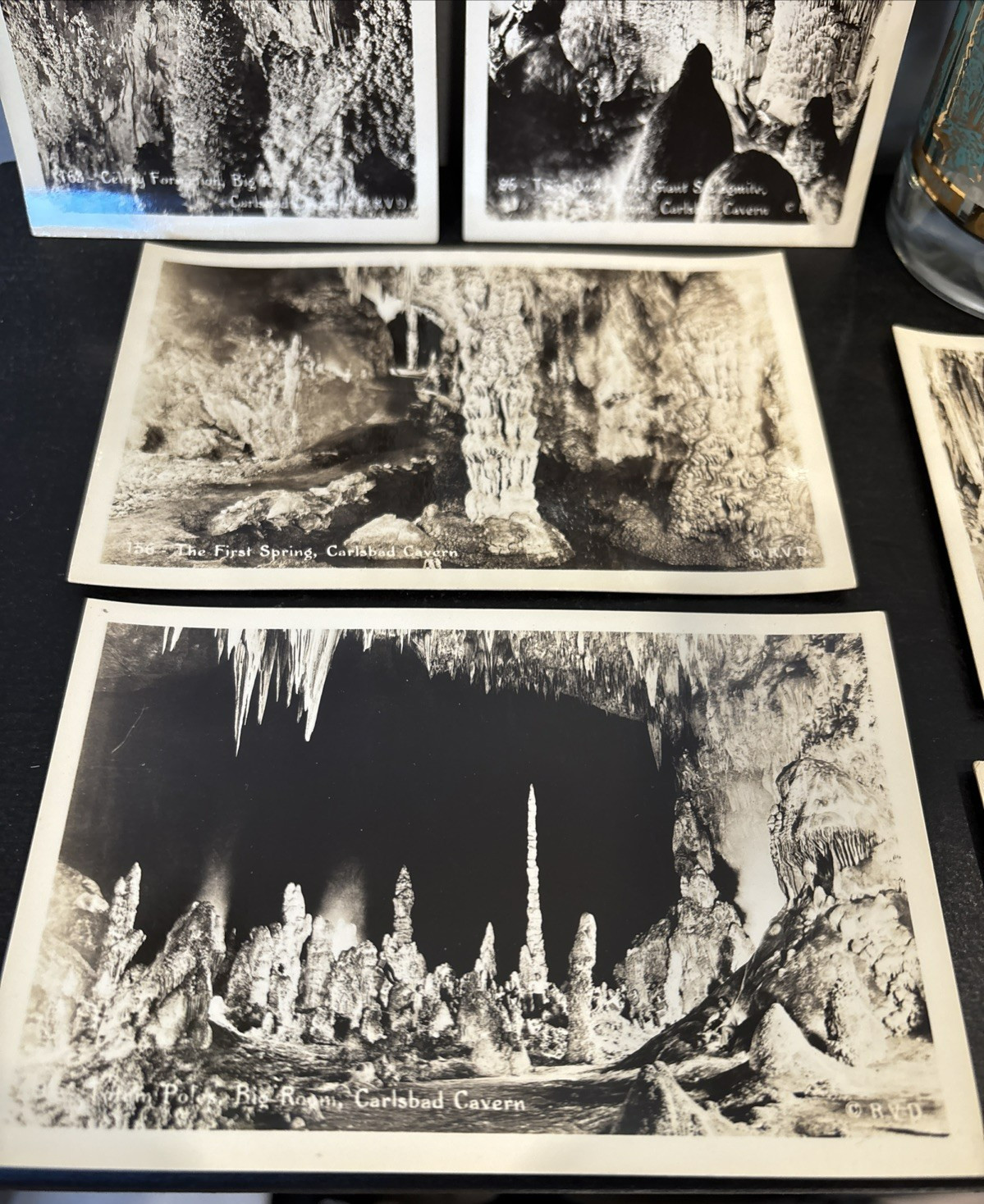 10 Carlsbad Caverns National Park Real Photo Postcards Vntg. Glass Drink Tumbler