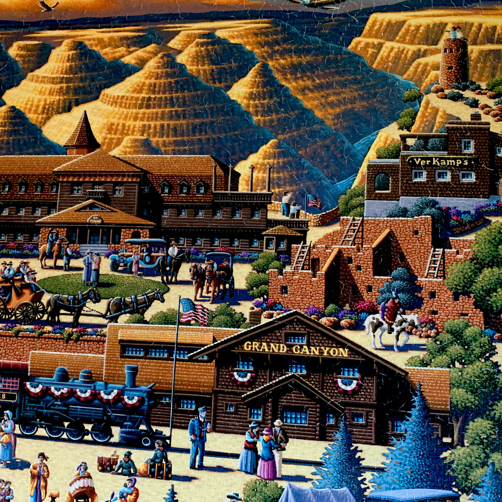 Eric Dowdle ‘Grand Canyon’ 16×20 Folk Art USA Souvenir Southwest Vintage Train