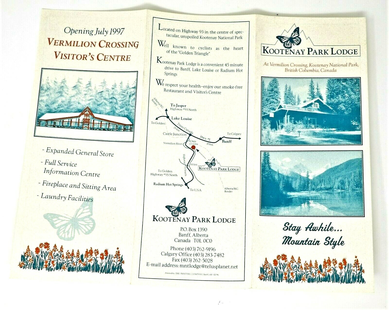 Vintage Kootenay Park Lodge British Columbia Canada Brochure & Map