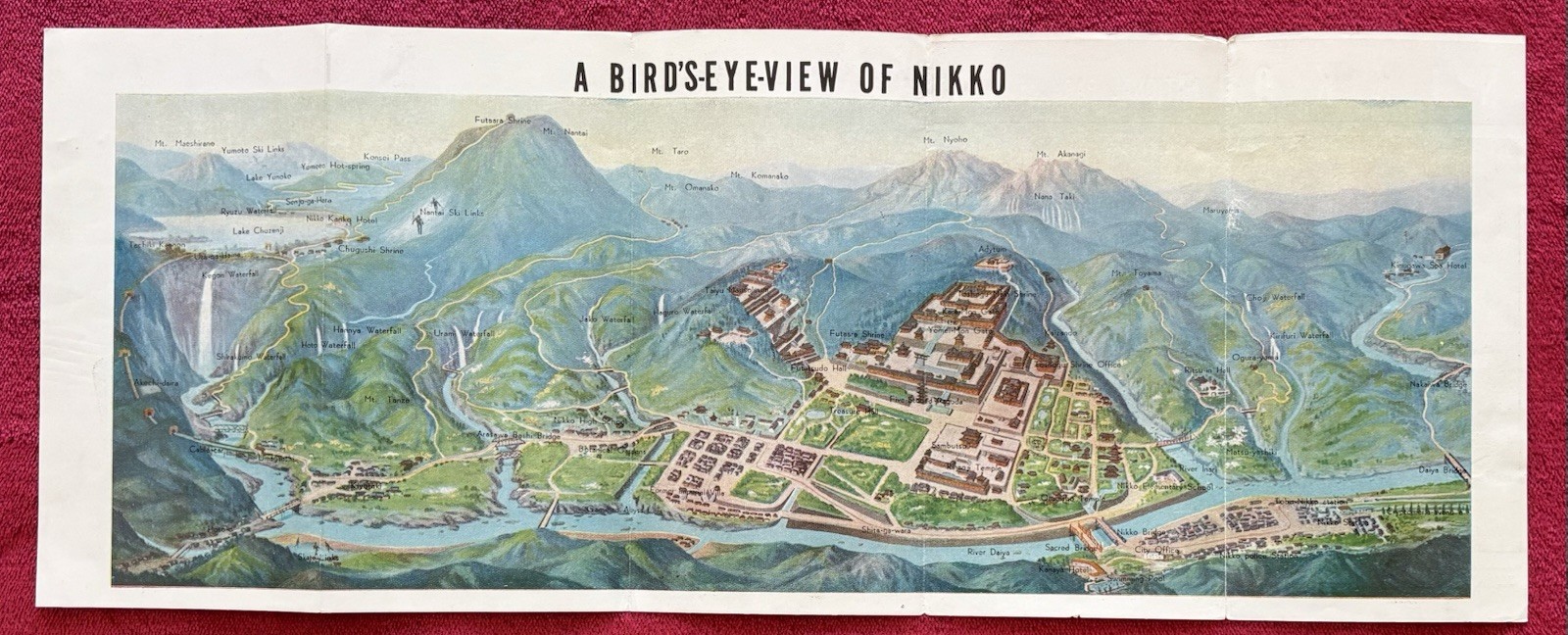 1951 HISTORY OF NIKKO JAPAN – NATIONAL PARK MAP & MAMPEI HOTEL MENU – KARUIZAWA