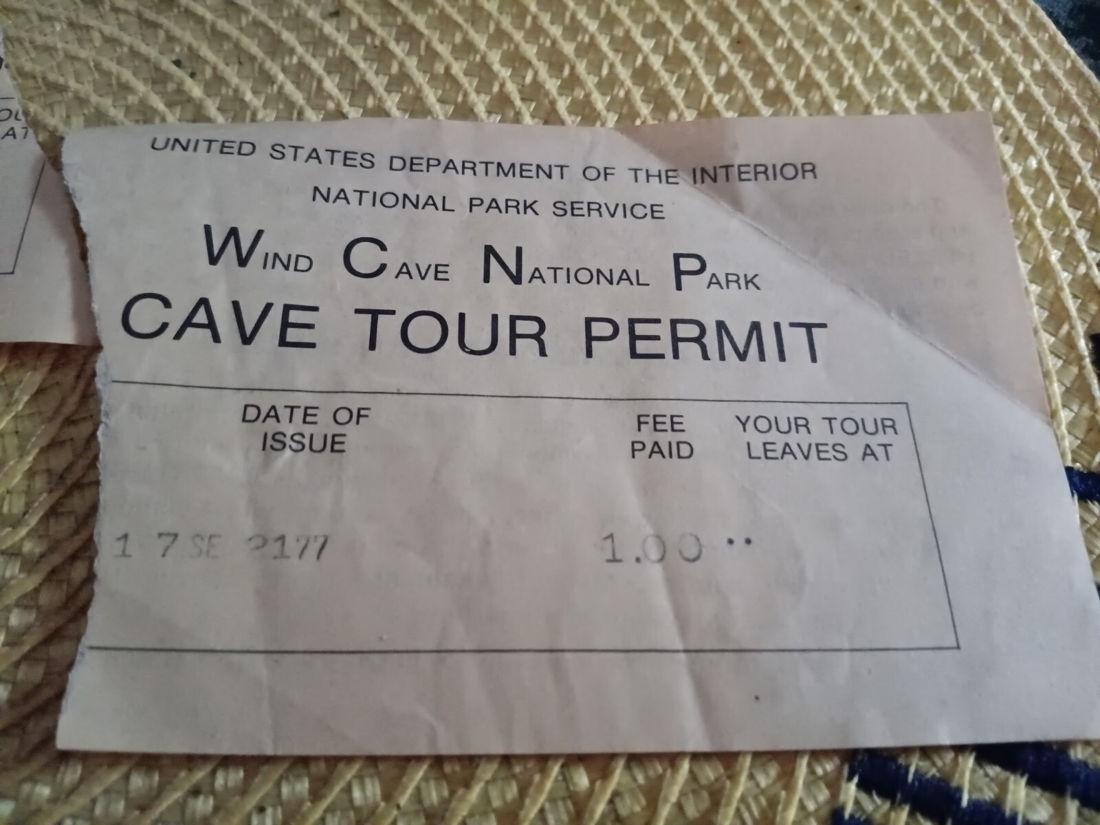 1977 WIND CAVE NATIONAL PARK SOUTH DAKOTA Travel Tourist Tour Permit Set Of 3