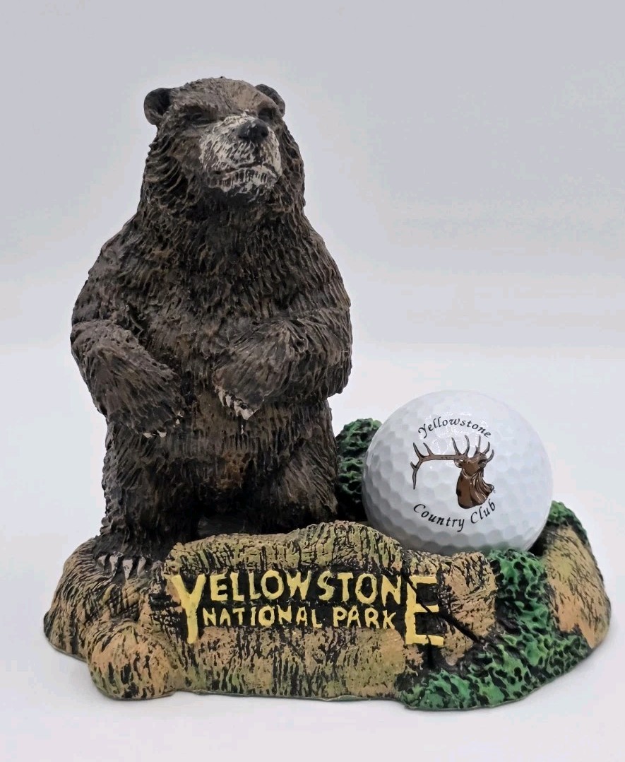 Vintage Yellowstone National Park Bear Figurine & Yellowstone Country Club Ball