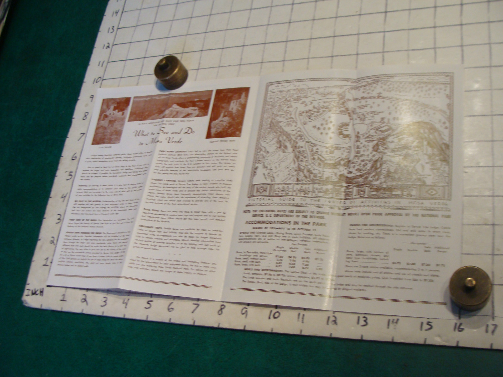 vintage HIGH GRADE travel brochure: 1956 MESA VERDE nat park MAP & GUIDE