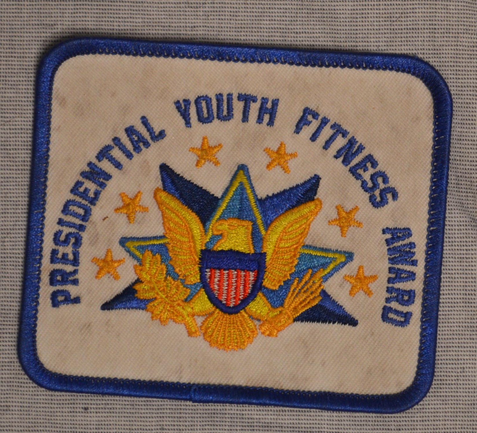 Presidential Youth Fitness award Embroidered Rectangular Patch Stained and Dirty
