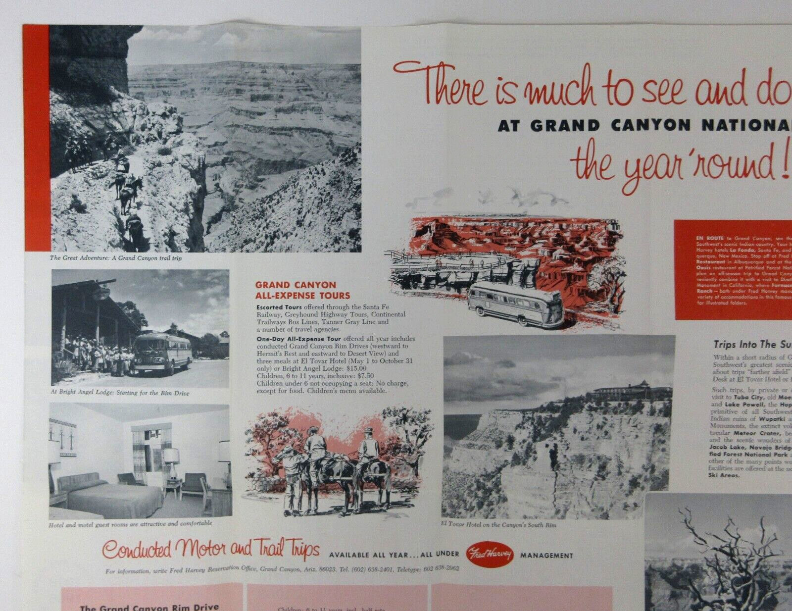 Grand Canyon Travel Brochure 50th Anniversary Fred Harvey Lodge Cabins Map 1966