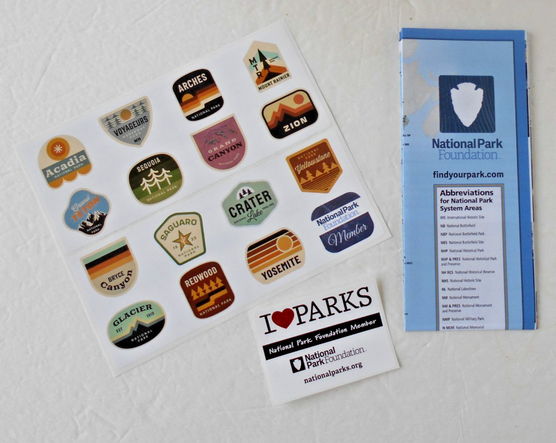 NATIONAL PARK FOUNDATION PARK FINDER / PLANNER MAP & PARK STICKERS ~ NEW