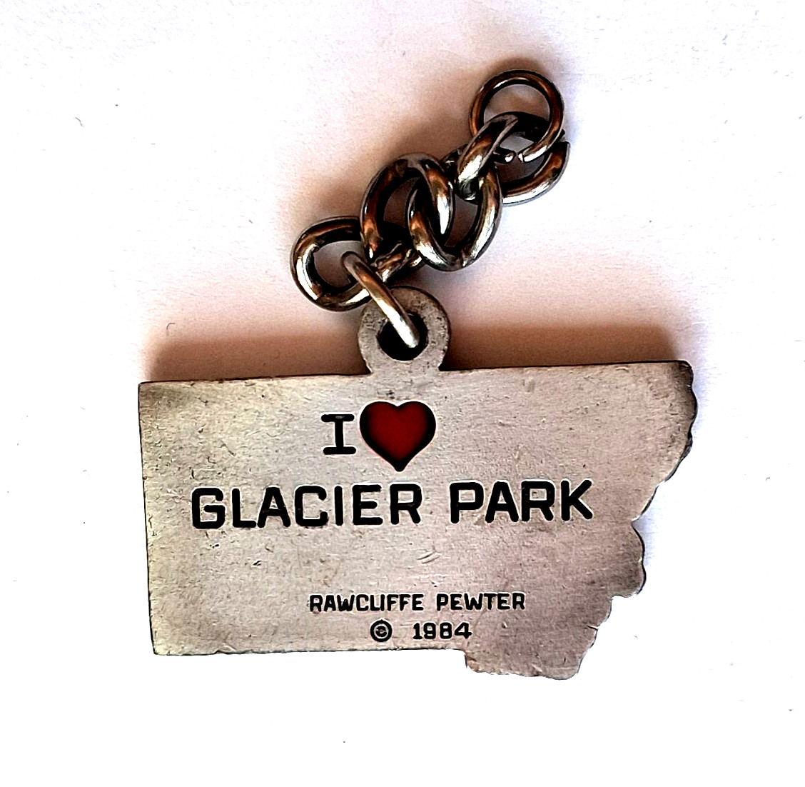 Glacier National Park Montana Pewter Vintage Souvenir Keychain