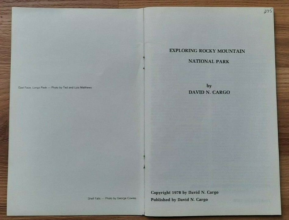 Vintage 1978 Exploring Rocky Mountain National Park by David Cargo Guide Book